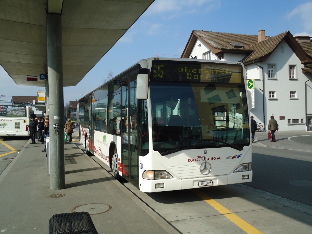 (133'048) - ARAG Ruswil - Nr. 1/LU 15'035 - Mercedes am 11. Mrz 2011 beim Bahnhof Sursee