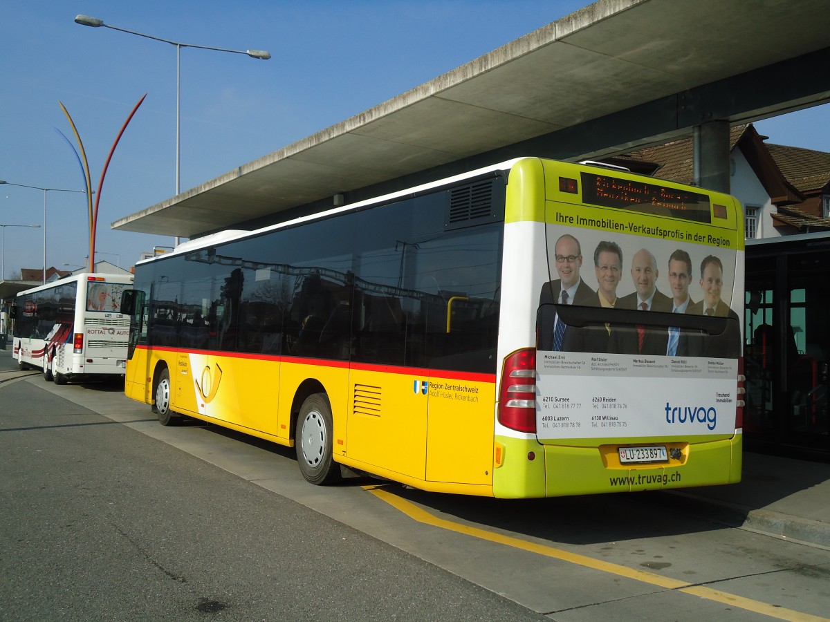 (133'056) - Hsler, Rickenbach - LU 233'897 - Mercedes am 11. Mrz 2011 beim Bahnhof Sursee