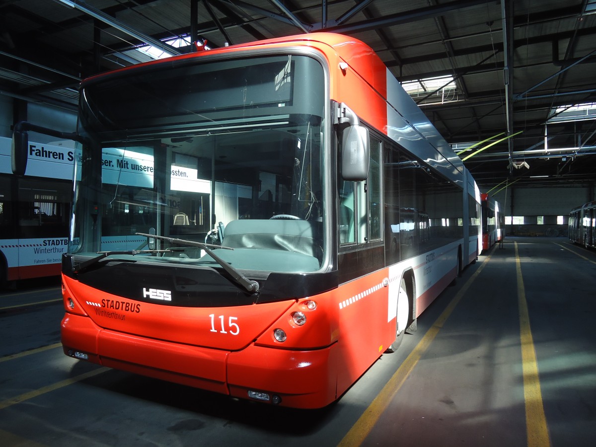 (133'097) - SW Winterthur - Nr. 115 - Hess/Hess Gelenktrolleybus am 20. Mrz 2011 in Winterthur, Depot Grzefeld