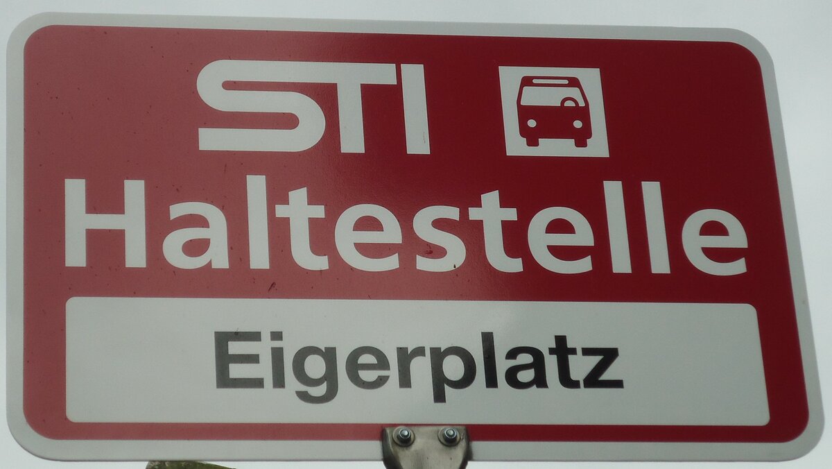 (133'208) - STI-Haltestellenschild - Thun, Eigerplatz - am 12. April 2011