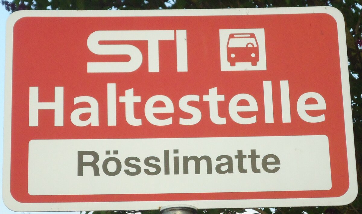 (133'354) - STI-Haltestellenschild - Gwatt, Rsslimatte - am 21. April 2011