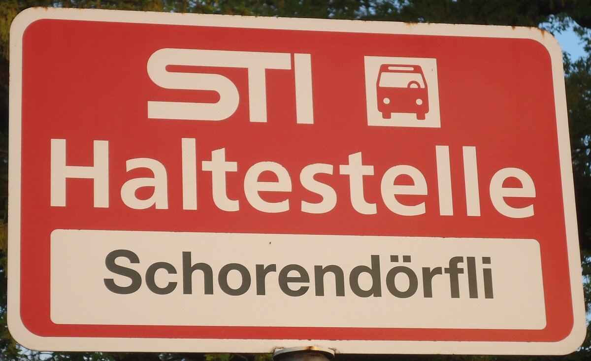 (133'356) - STI-Haltestellenschild - Gwatt, Schorendrfli - am 21. April 2011