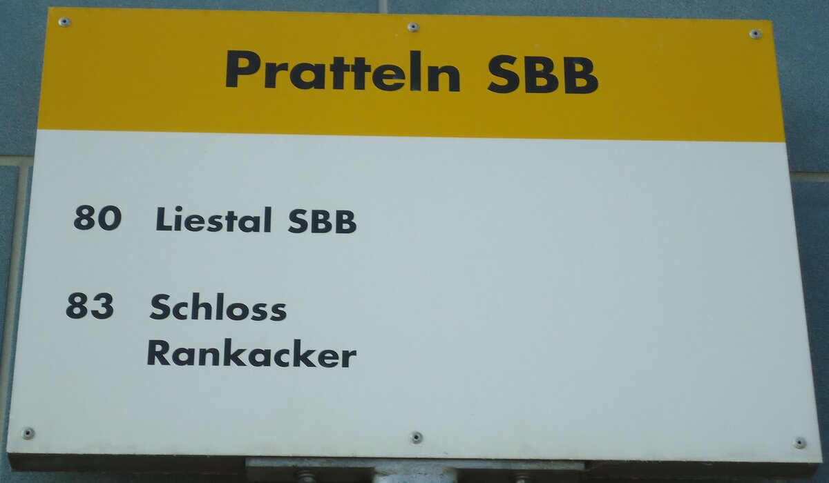 (133'681) - AAGL-Haltestellenschild - Pratteln, SBB - am 16. Mai 2011