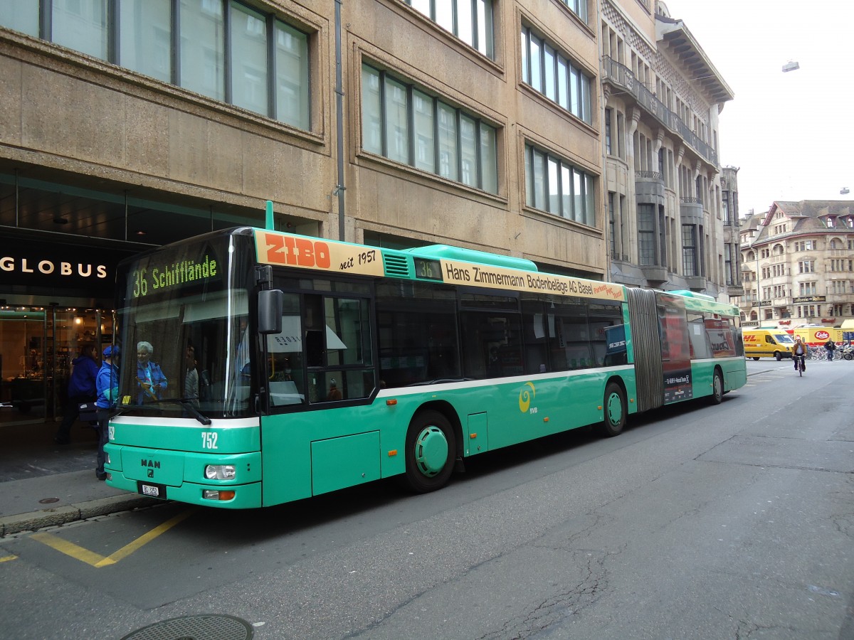 (133'703) - BVB Basel - Nr. 752/BS 3252 - MAN am 16. Mai 2011 in Basel, Schifflnde