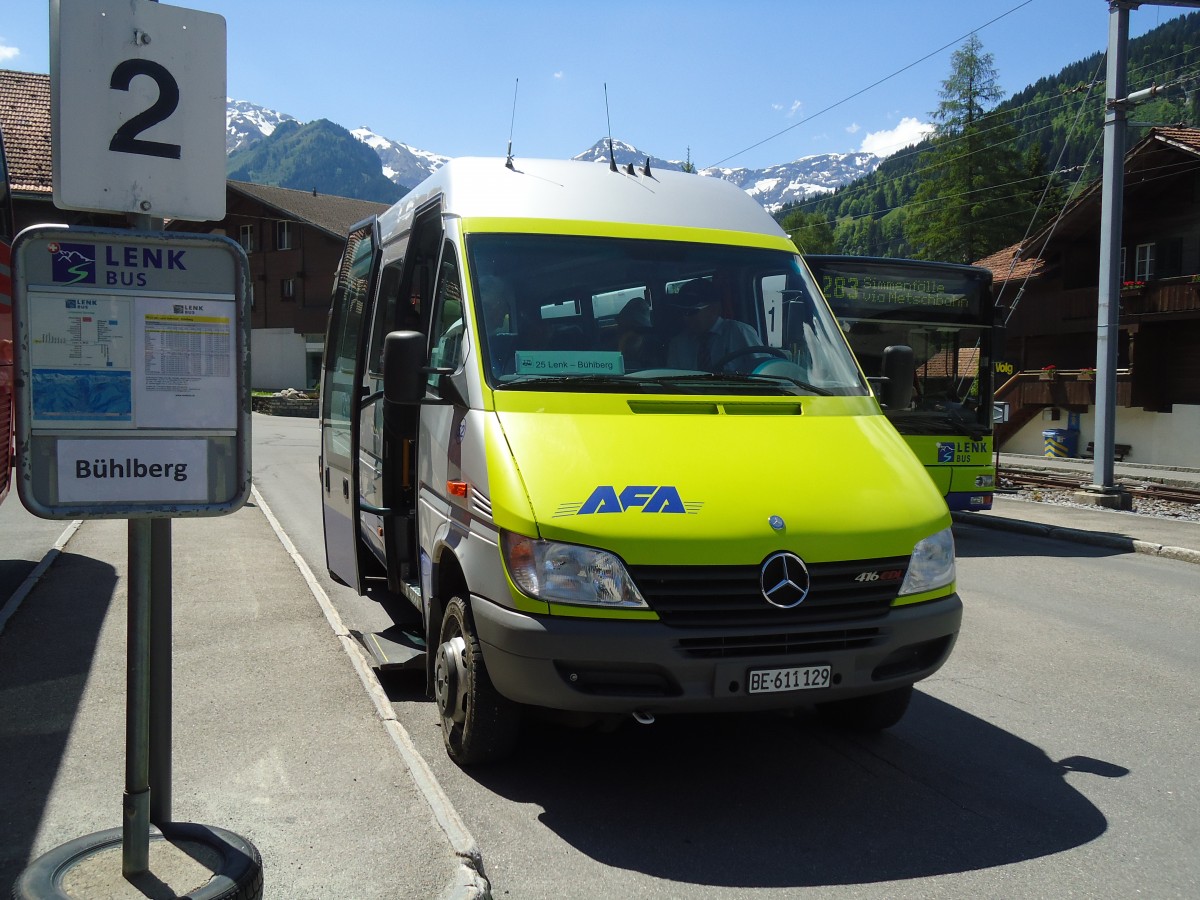 (133'923) - AFA Adelboden - Nr. 52/BE 611'129 - Mercedes (ex ABW Walenstadt) am 30. Mai 2011 beim Bahnhof Lenk