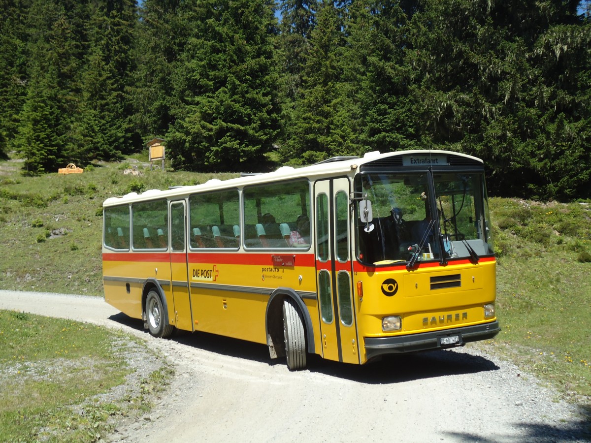 (134'726) - AVG Meiringen - Nr. 74/BE 607'481 - Saurer/R&J (ex P 24'357) am 3. Juli 2011 auf der Strasse Waldspitz-Grindelwald