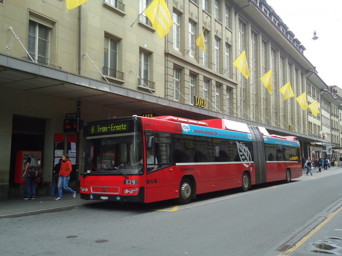 (135'141) - Bernmobil, Bern - Nr. 829/BE 612'829 - Volvo am 14. Juli 2011 beim Bahnhof Bern