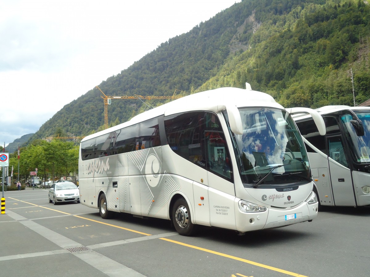 (135'426) - Aus Italien: Caperna, Roma - DC-119 PD - Scania/Irizar am 8. August 2011 beim Bahnhof Interlaken Ost