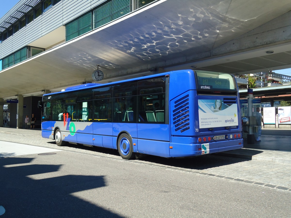 (135'517) - Ryffel, Uster - Nr. 73/ZH 457'075 - Irisbus am 17. August 2011 beim Bahnhof Uster