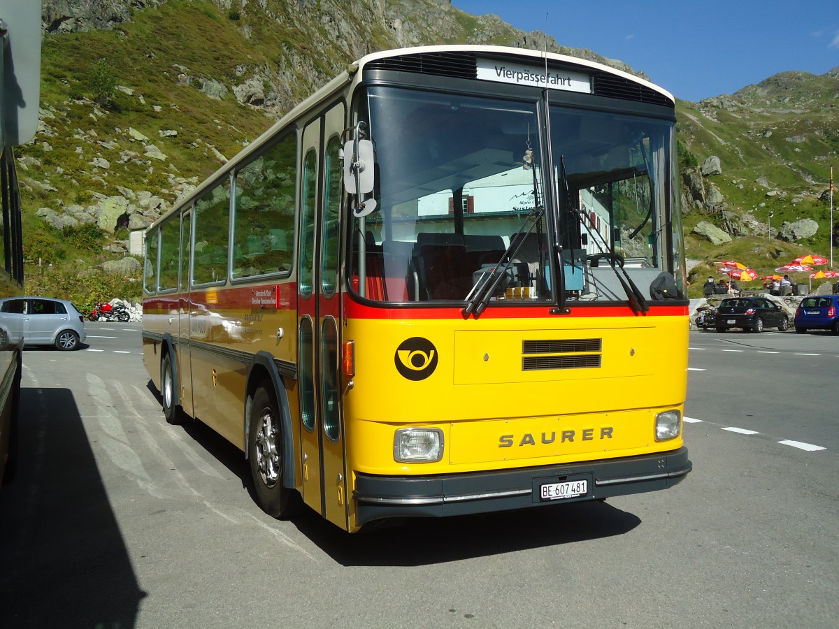 (135'739) - AVG Meiringen - Nr. 74/BE 607'481 - Saurer/R&J (ex P 24'357) am 21. August 2011 in Susten, Steingletscher