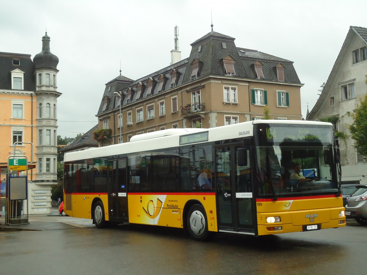 (135'817) - PostAuto Zrich - Nr. 189/ZH 781'197 - MAN am 5. September 2011 beim Bahnhof Wdenswil