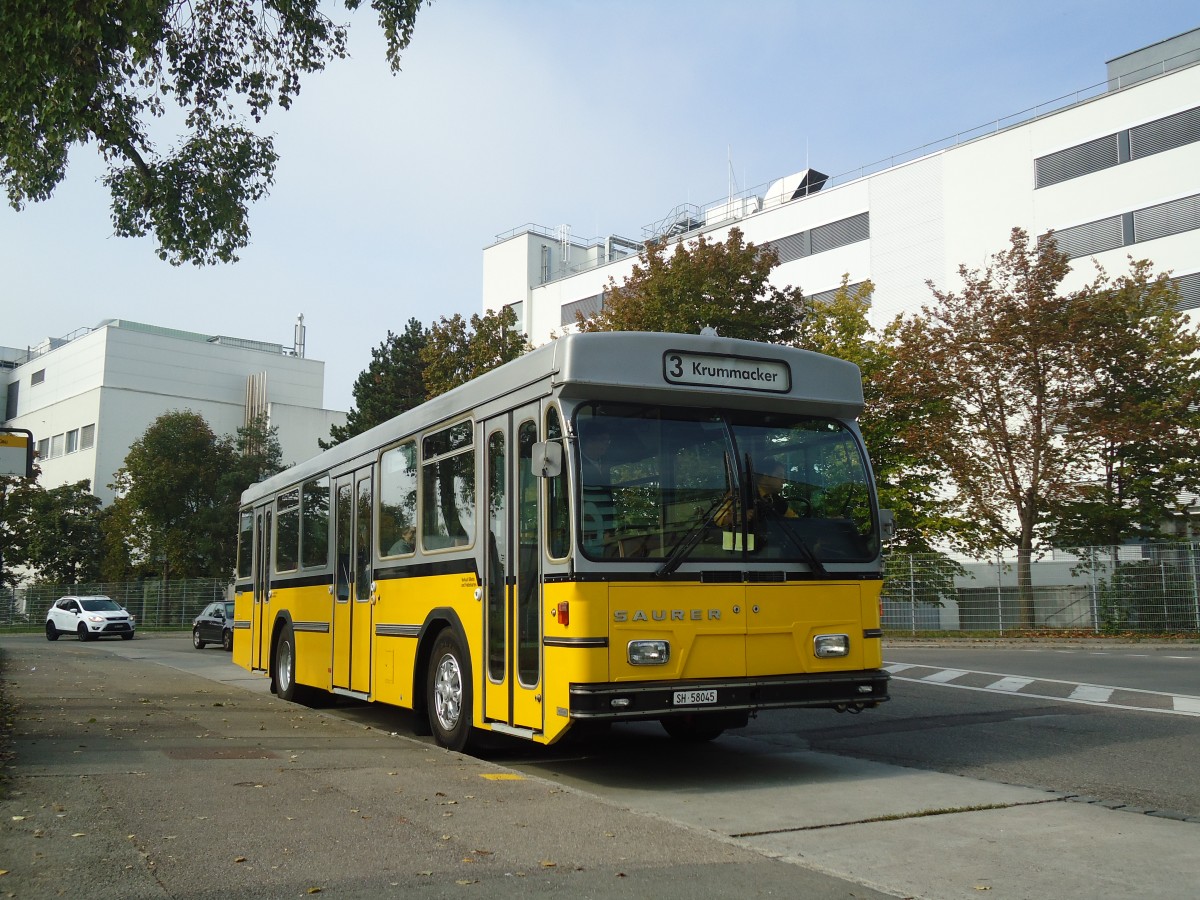 (136'041) - Wanner, Schleitheim - SH 58'045 - Saurer/Hess (ex Ruklic, Schaffhausen; ex VBSH Schaffhausen Nr. 40; ex VBSH Schaffhausen Nr. 19) am 25. September 2011 in Schaffhausen, Gemsstbli