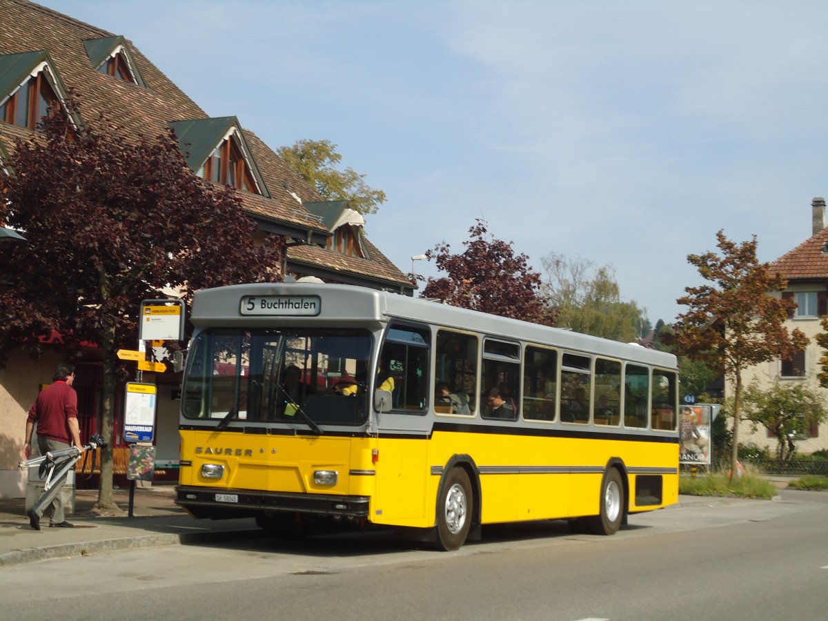 (136'101) - Wanner, Schleitheim - SH 58'045 - Saurer/Hess (ex Ruklic, Schaffhausen; ex VBSH Schaffhausen Nr. 40; ex VBSH Schaffhausen Nr. 19) am 25. September 2011 in Schaffhausen, Herblingen Post