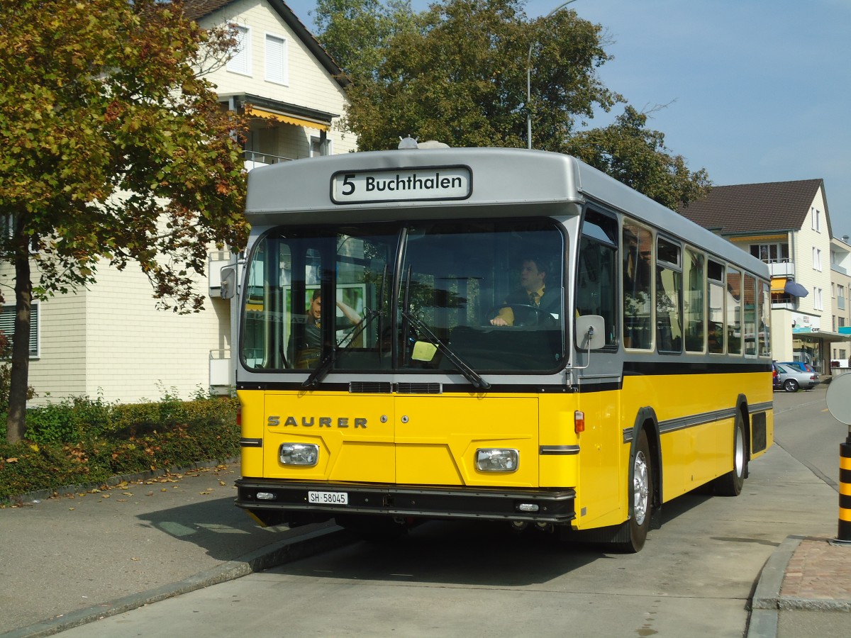 (136'103) - Wanner, Schleitheim - SH 58'045 - Saurer/Hess (ex Ruklic, Schaffhausen; ex VBSH Schaffhausen Nr. 40; ex VBSH Schaffhausen Nr. 19) am 25. September 2011 in Schaffhausen, Falkeneck