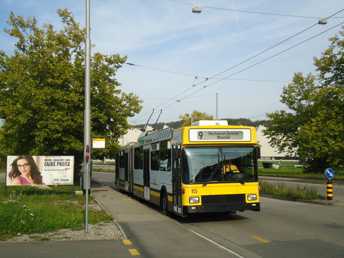 (136'231) - VBSH Schaffhausen - Nr. 115 - NAW/Hess Gelenktrolleybus am 25. September 2011 in Schaffhausen, Kinepolis