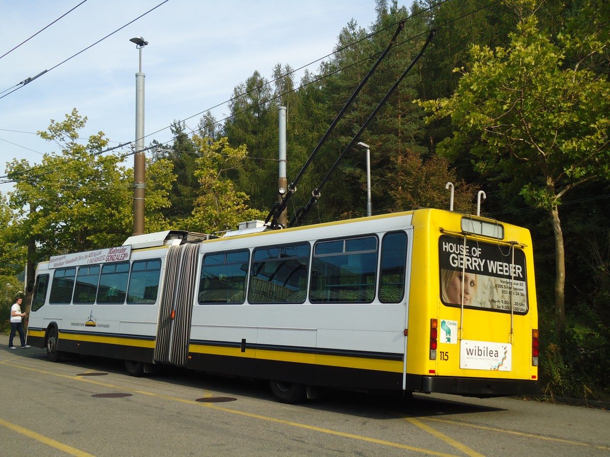 (136'232) - VBSH Schaffhausen - Nr. 115 - NAW/Hess Gelenktrolleybus am 25. September 2011 in Schaffhausen, Busdepot