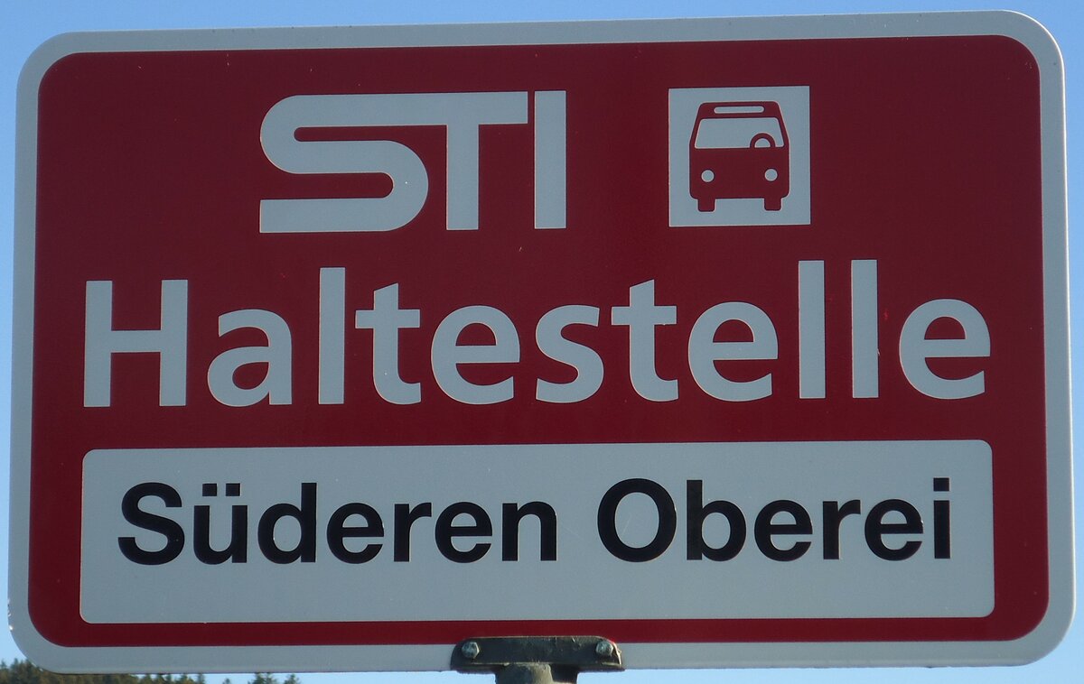 (136'773) - STI-Haltestellenschild - Sderen, Sderen Oberei - am 21. November 2011