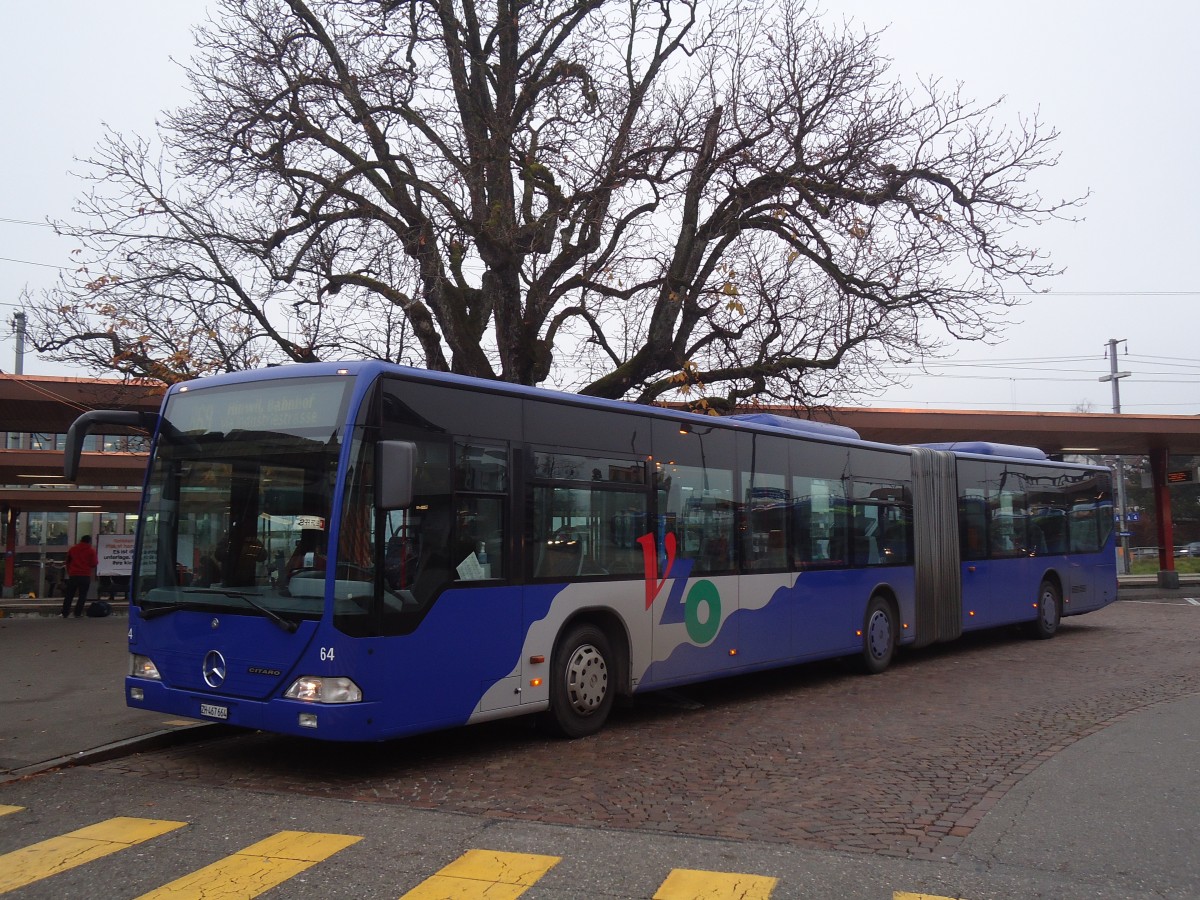 (136'920) - VZO Grningen - Nr. 64/ZH 467'664 - Mercedes am 24. November 2011 beim Bahnhof Wetzikon