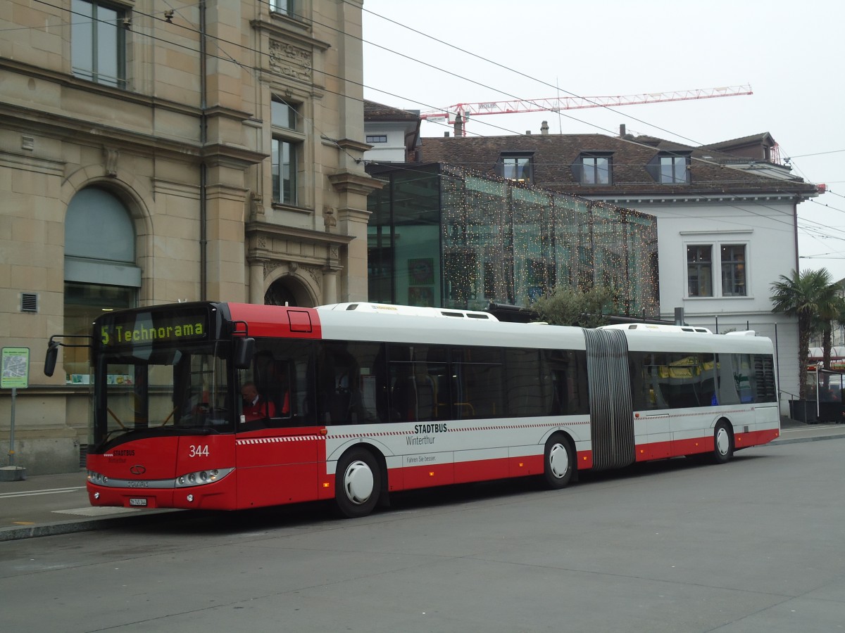 (136'938) - SW Winterthur - Nr. 344/ZH 745'344 - Solaris am 24. November 2011 beim Hauptbahnhof Winterthur