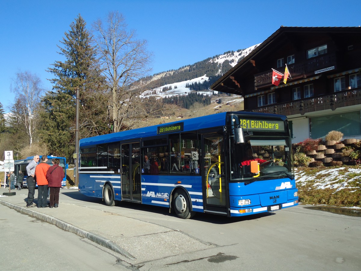 (137'159) - AFA Adelboden - Nr. 55/BE 611'055 - MAN/Gppel am 11. Dezember 2011 beim Bahnhof Lenk