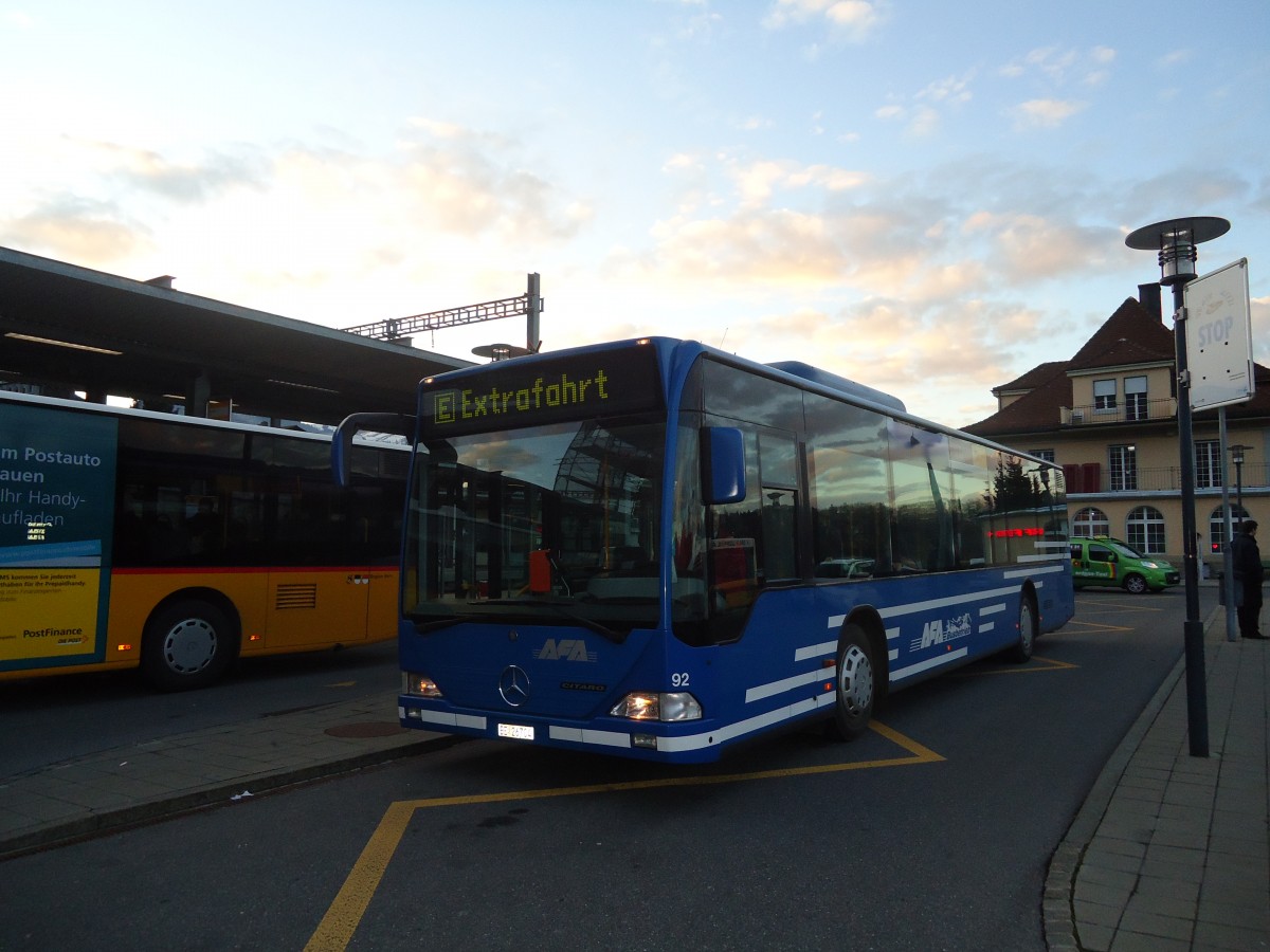 (137'196) - AFA Adelboden - Nr. 92/BE 26'704 - Mercedes (ex Nr. 4) am 11. Dezember 2011 beim Bahnhof Spiez