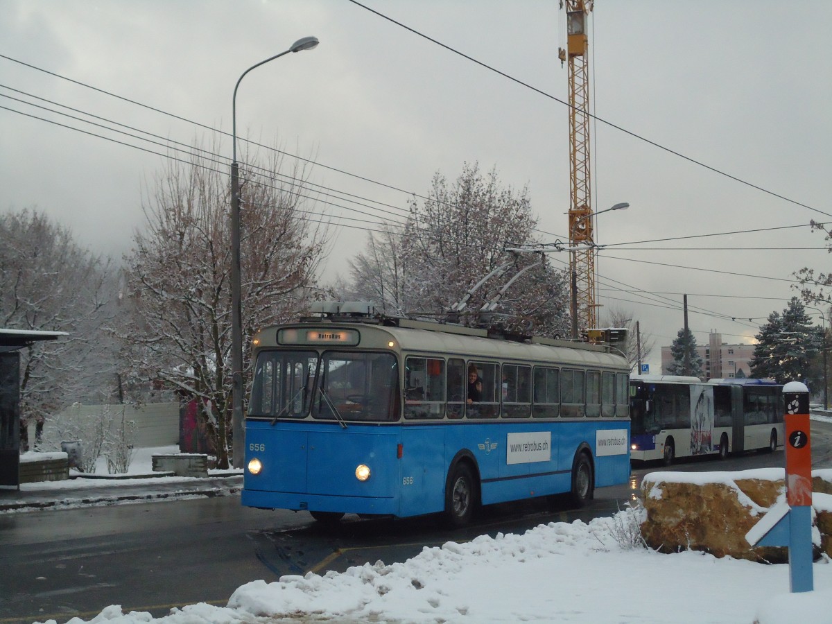 (137'292) - TL Lausanne (Rtrobus) - Nr. 656 - FBW/Eggli Trolleybus am 18. Dezember 2011 in Lausanne, Praz-Schaud