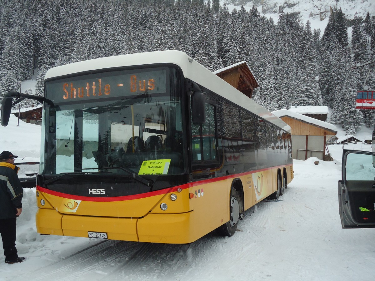 (137'507) - Steiner, Messen SO 20'145 - Scania/Hess am 7. Januar 2012 in Adelboden, Unter dem Birg