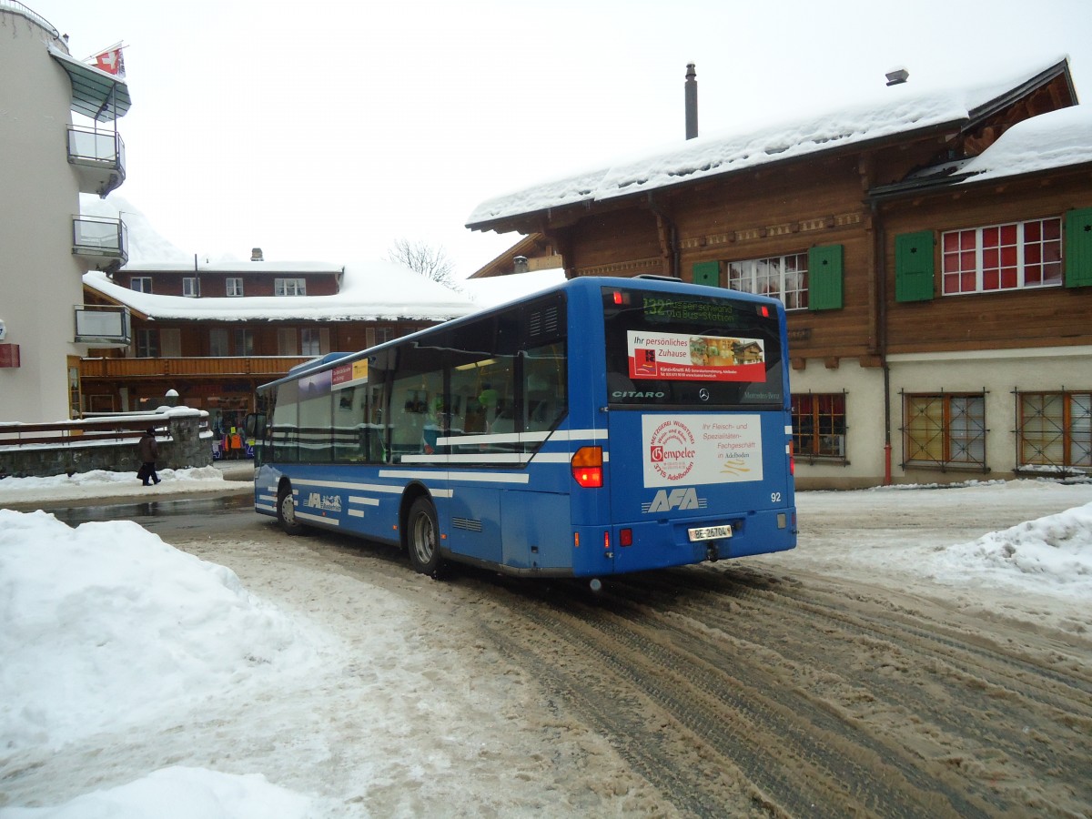 (137'557) - AFA Adelboden - Nr. 92/BE 26'704 - Mercedes (ex Nr. 4) am 7. Januar 2012 beim Autobahnhof Adelboden