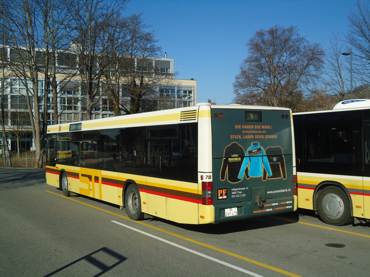 (137'593) - STI Thun - Nr. 78/BE 265'478 - MAN am 17. Januar 2012 bei der Schifflndte Thun