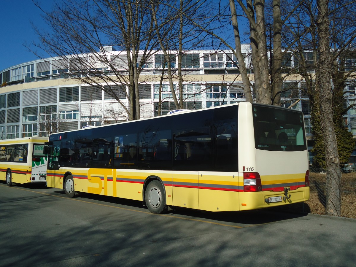 (137'809) - STI Thun - Nr. 116/BE 700'116 - MAN am 22. Februar 2012 bei der Schifflndte Thun