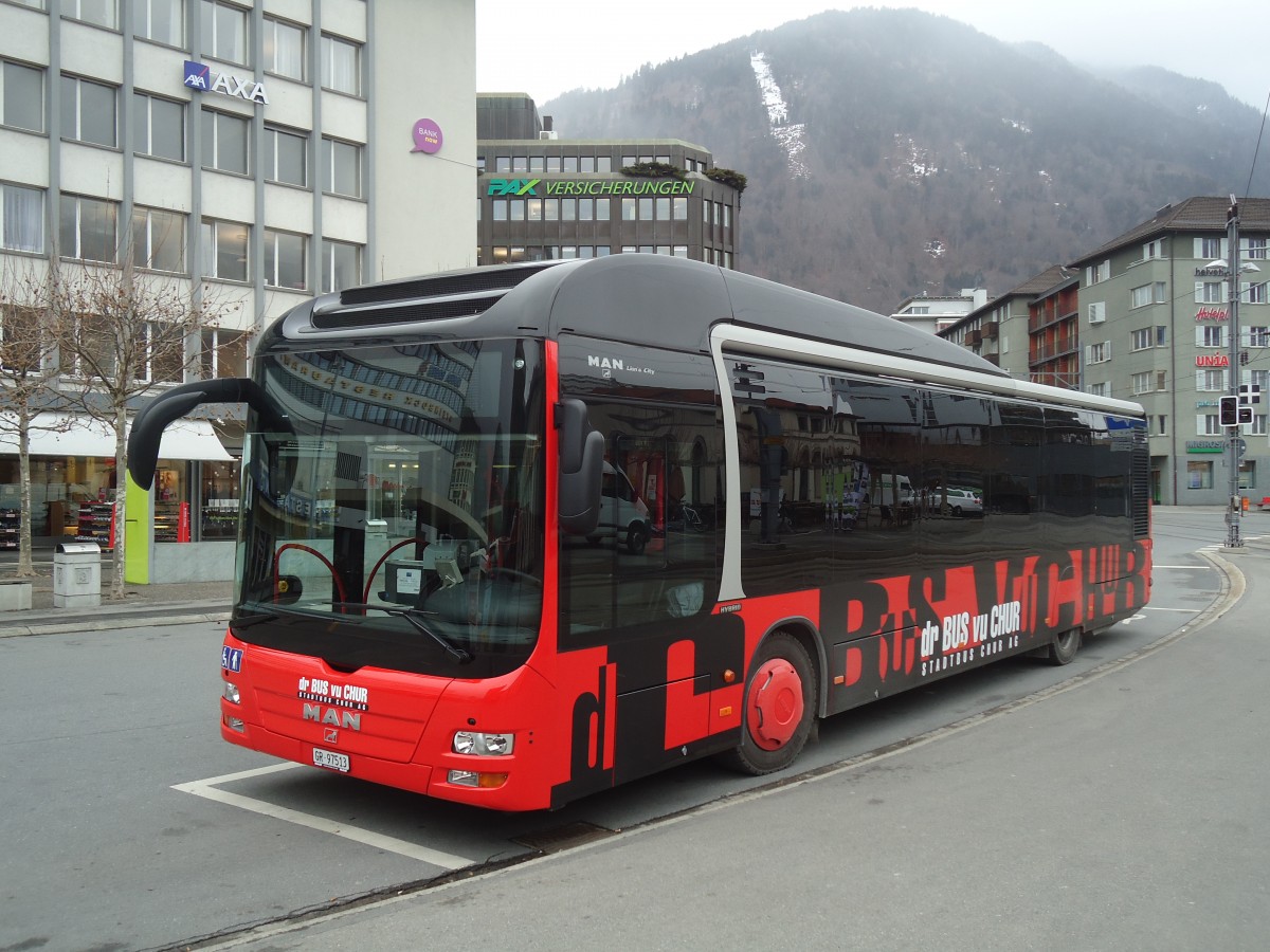 (137'860) - SBC Chur - Nr. 13/GR 97'513 - MAN am 5. Mrz 2012 beim Bahnhof Chur