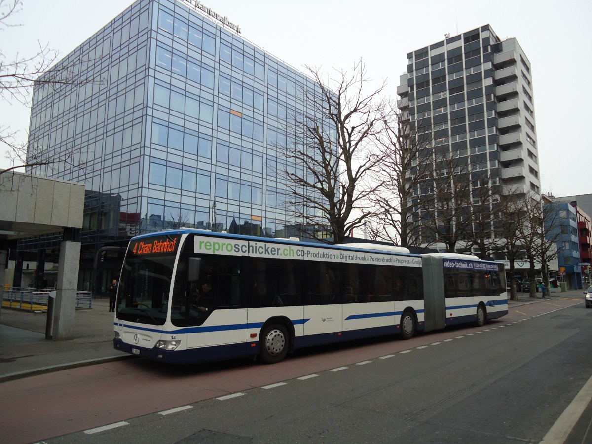 (138'005) - ZVB Zug - Nr. 34/ZG 88'034 - Mercedes am 6. Mrz 2012 in Zug, Metalli