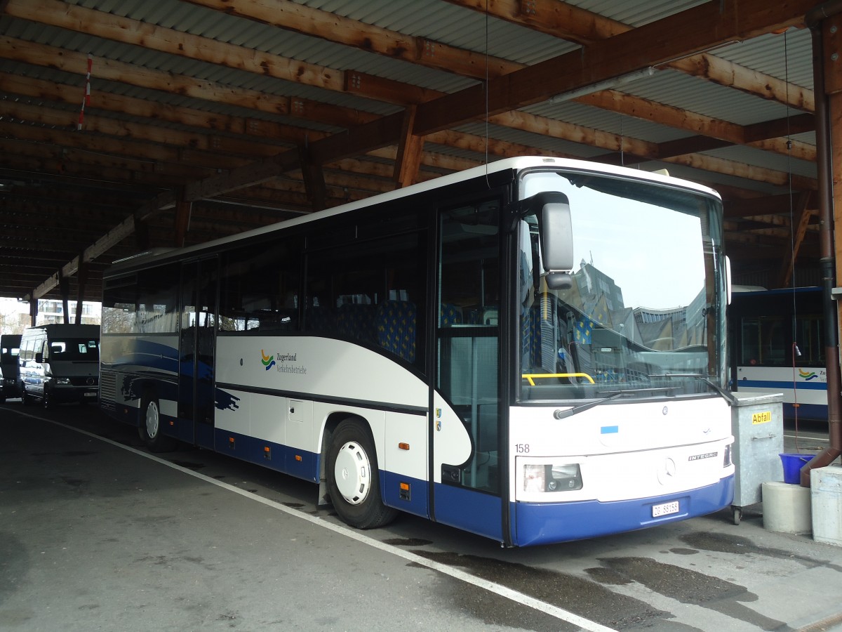 (138'021) - ZVB Zug - Nr. 158/ZG 88'158 - Mercedes (ex Nr. 58) am 6. Mrz 2012 in Zug, Garage