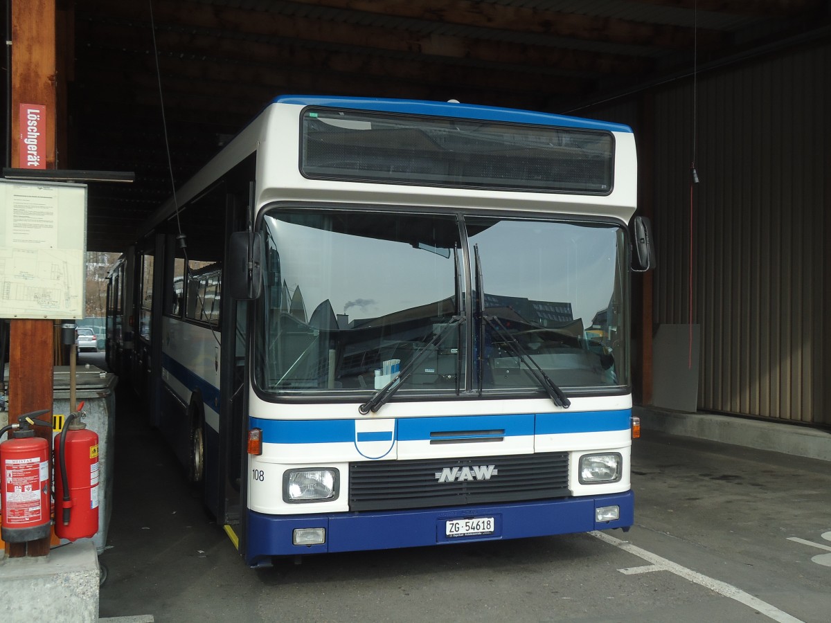 (138'037) - ZVB Zug - Nr. 108/ZG 54'618 - NAW/Hess (ex Nr. 98) am 6. Mrz 2012 in Zug, Garage