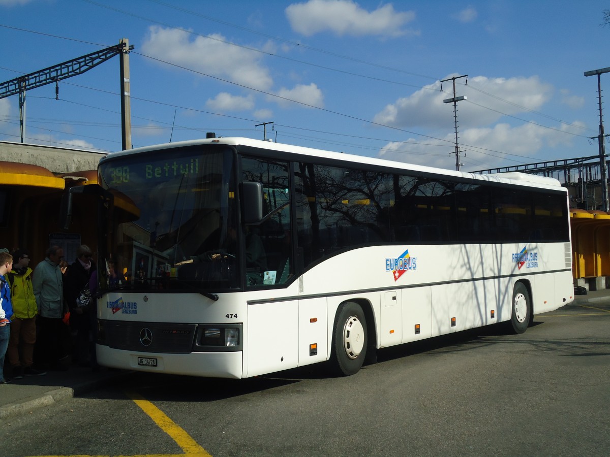 (138'078) - Knecht, Windisch - Nr. 474/AG 14'728 - Mercedes (ex Nr. 74) am 6. Mrz 2012 beim Bahnhof Lenzburg