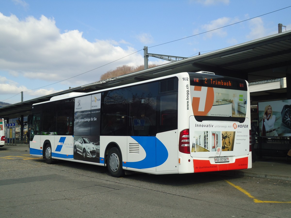 (138'113) - BOGG Wangen b.O. - Nr. 102/SO 157'067 - Mercedes am 6. Mrz 2012 beim Bahnhof Olten