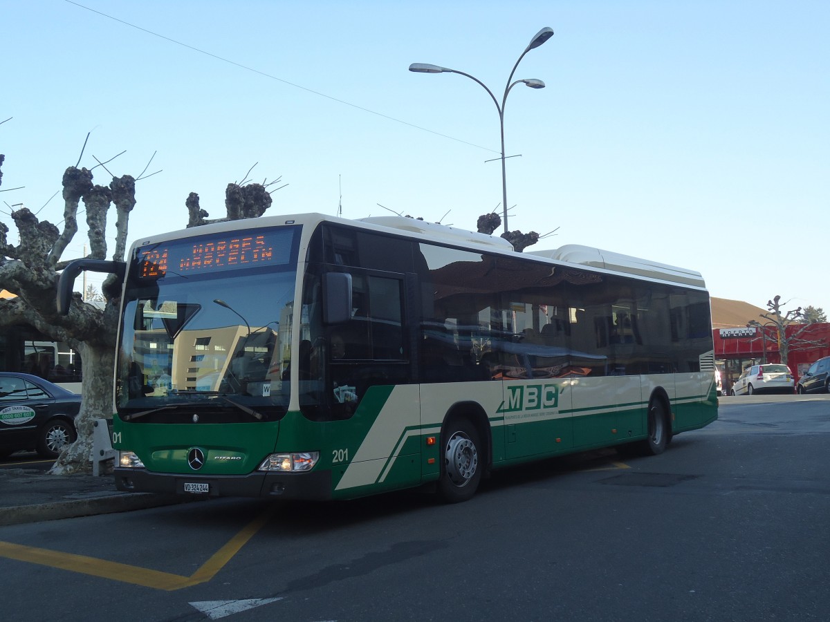 (138'154) - MBC Morges - Nr. 201/VD 324'244 - Mercedes am 9. Mrz 2012 beim Bahnhof Morges