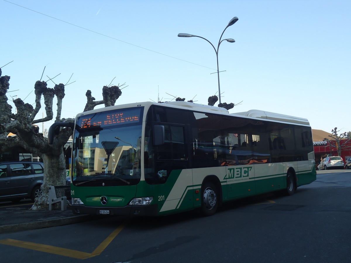 (138'159) - MBC Morges - Nr. 201/VD 324'244 - Mercedes am 9. Mrz 2012 beim Bahnhof Morges