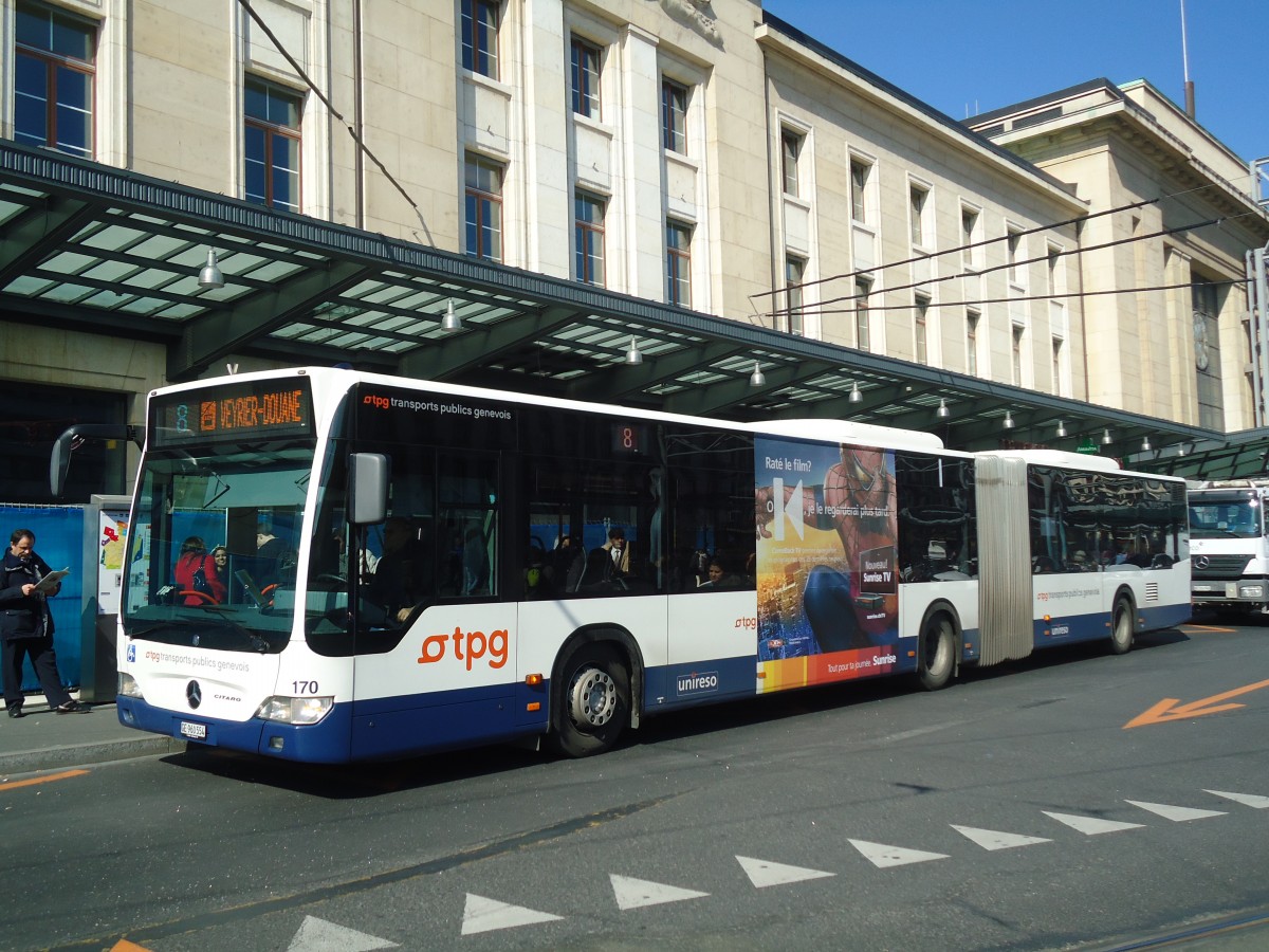 (138'262) - TPG Genve - Nr. 170/GE 960'554 - Mercedes am 9. Mrz 2012 beim Bahnhof Genve