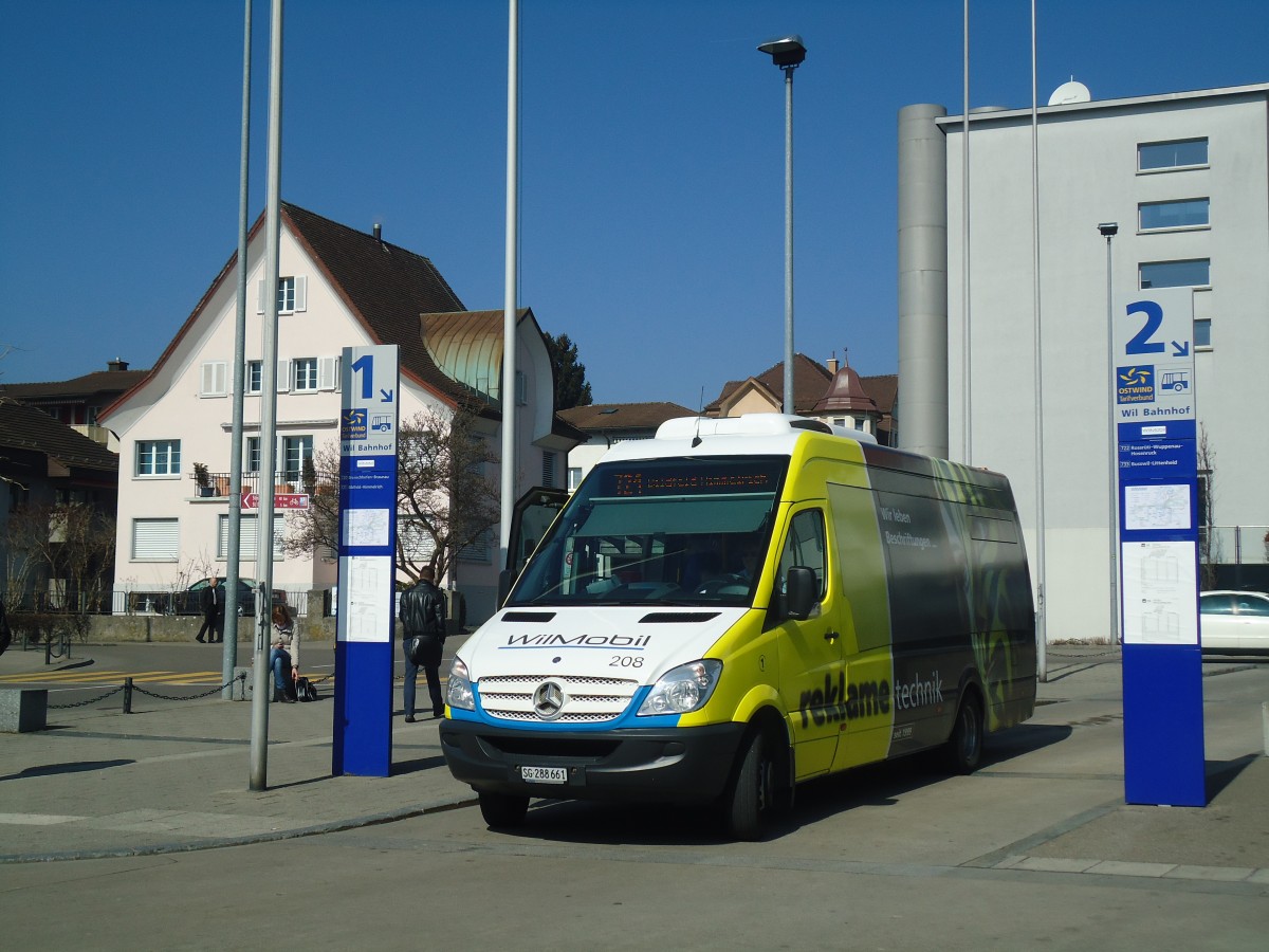 (138'330) - WilMobil, Wil - Nr. 208/SG 288'661 - Mercedes am 14. Mrz 2012 beim Bahnhof Wil