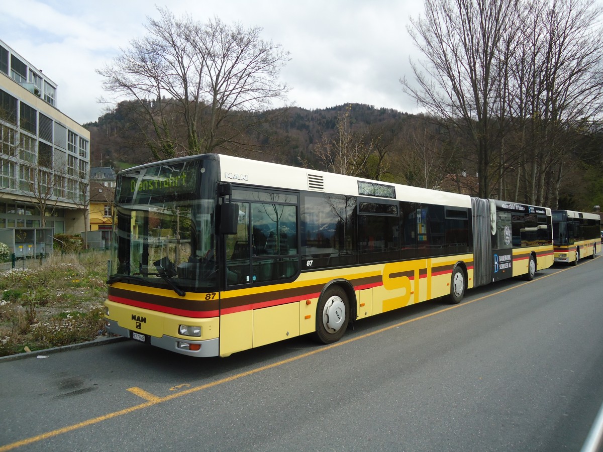 (138'517) - STI Thun - Nr. 87/BE 572'087 - MAN am 12. April 2012 bei der Schifflndte Thun