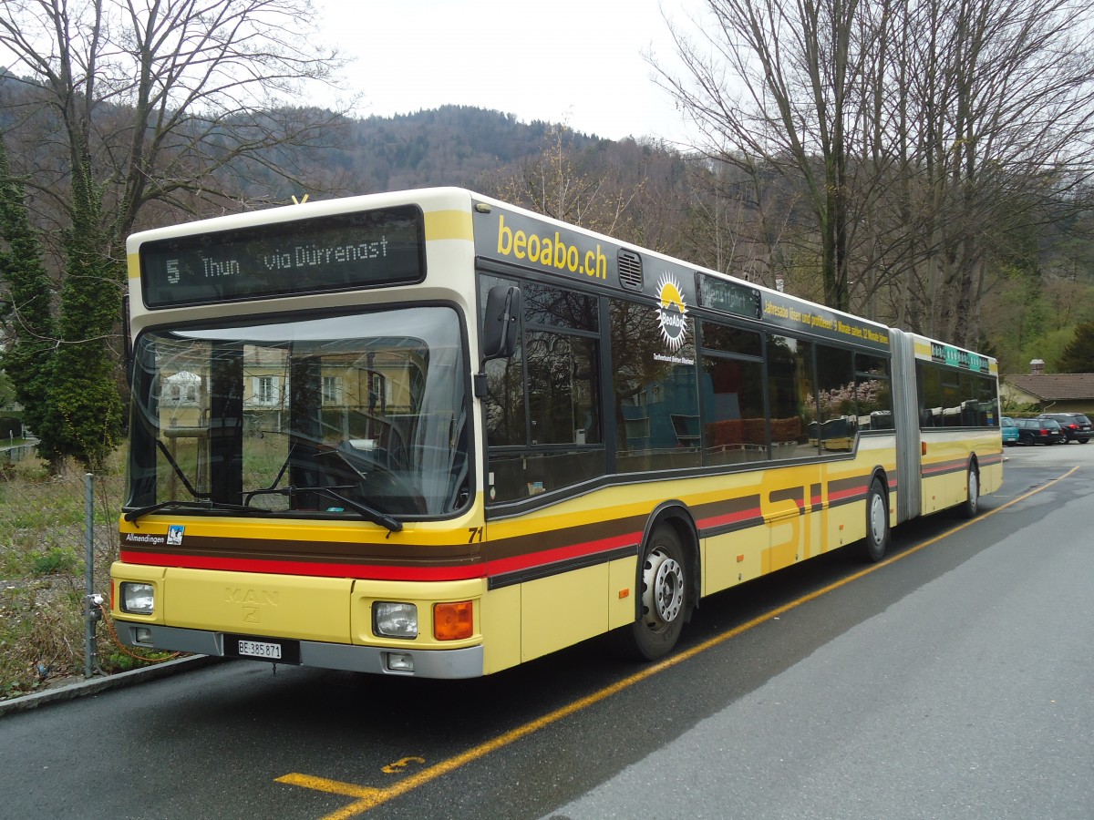 (138'519) - STI Thun - Nr. 71/BE 385'871 - MAN am 13. April 2012 bei der Schifflndte Thun