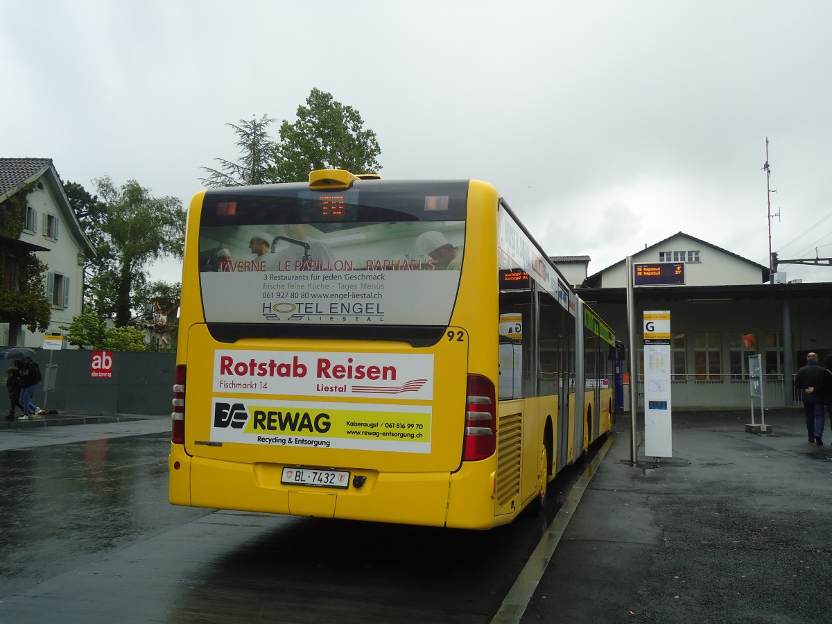 (138'895) - AAGL Liestal - Nr. 92/BL 7432 - Mercedes am 16. Mai 2012 beim Bahnhof Liestal