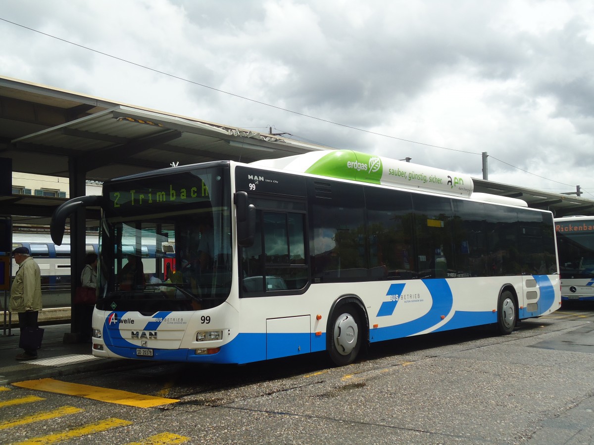 (139'468) - BOGG Wangen b.O. - Nr. 99/SO 20'378 - MAN am 11. Juni 2012 beim Bahnhof Olten