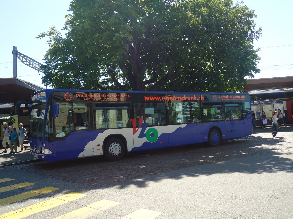 (139'814) - VZO Grningen - Nr. 11/ZH 291'995 - Mercedes am 16. Juni 2012 beim Bahnhof Wetzikon