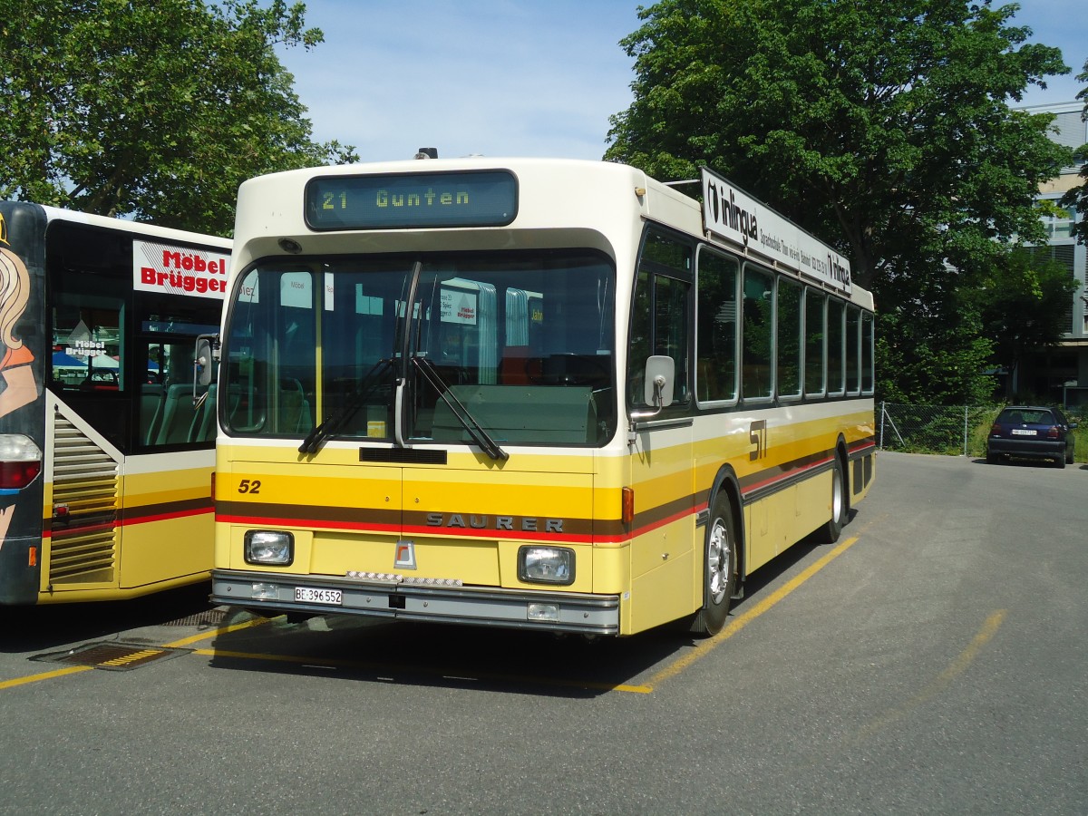 (139'998) - STI Thun - Nr. 52/BE 396'552 - Saurer/R&J am 24. Juni 2012 bei der Schifflndte Thun