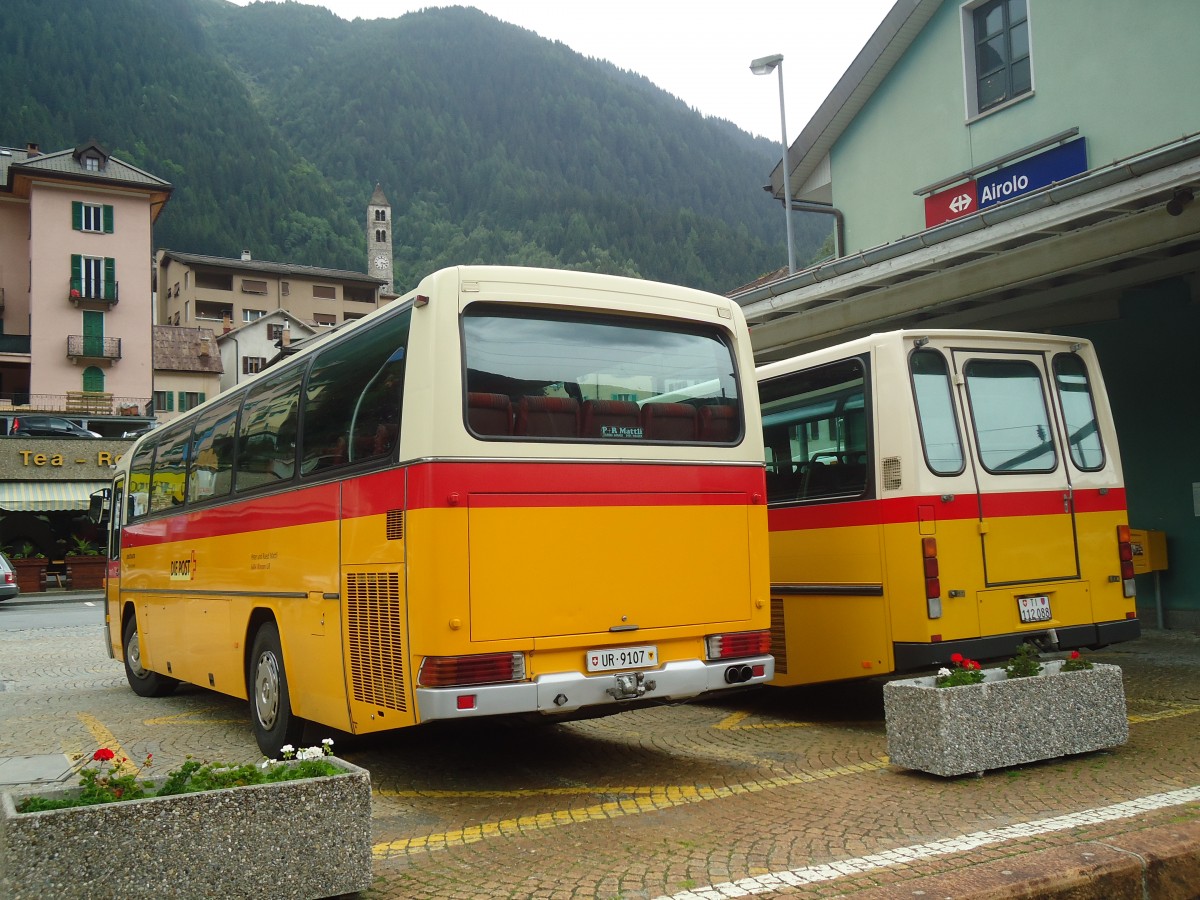 (140'351) - Mattli, Wassen - UR 9107 - Mercedes am 1. Juli 2012 beim Bahnhof Airolo