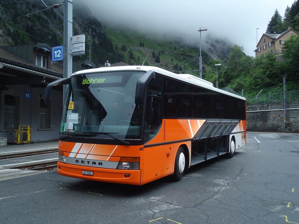 (140'380) - AAGU Altdorf - Nr. 49/UR 9000 - Setra am 1. Juli 2012 beim Bahnhof Gschenen