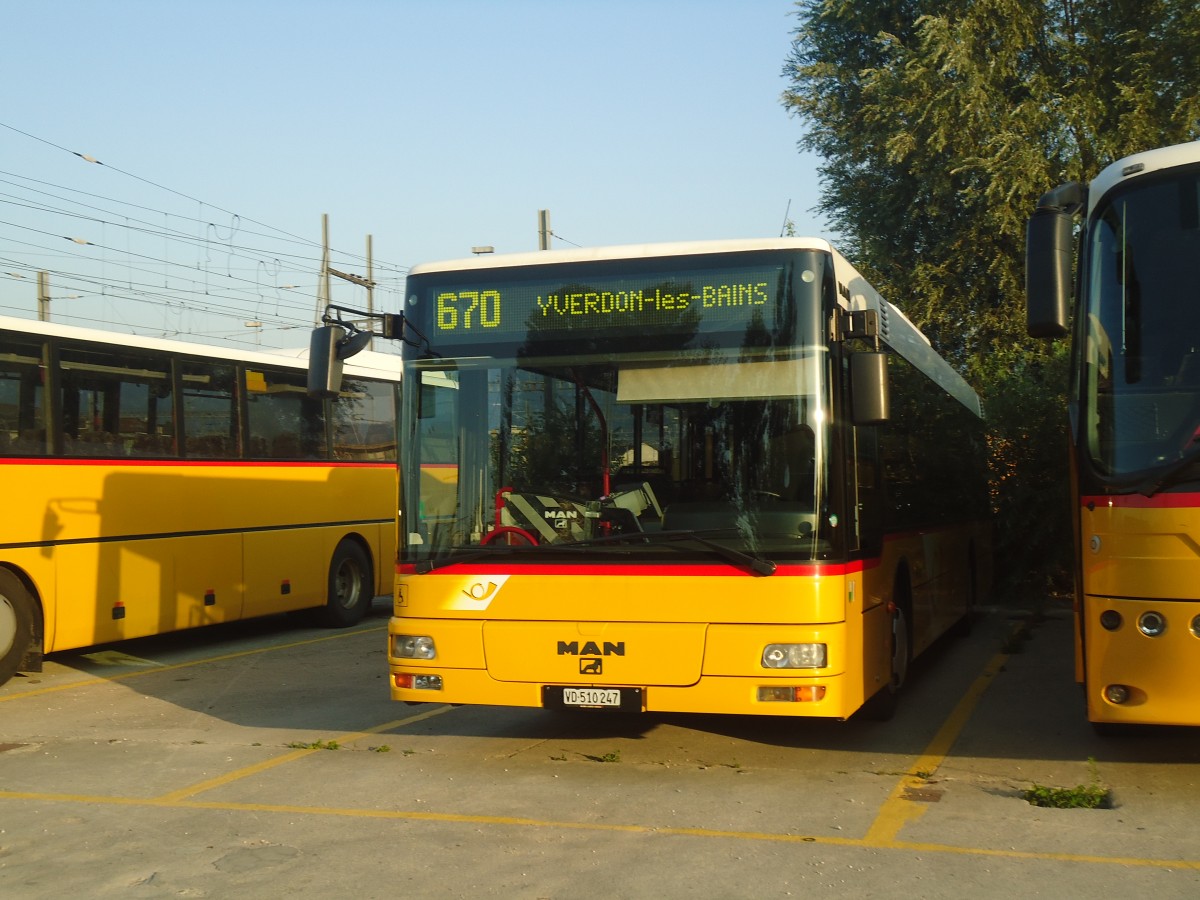 (140'931) - CarPostal Ouest - VD 510'247 - MAN (ex P 25'585) am 27. Juli 2012 in Yverdon, Garage