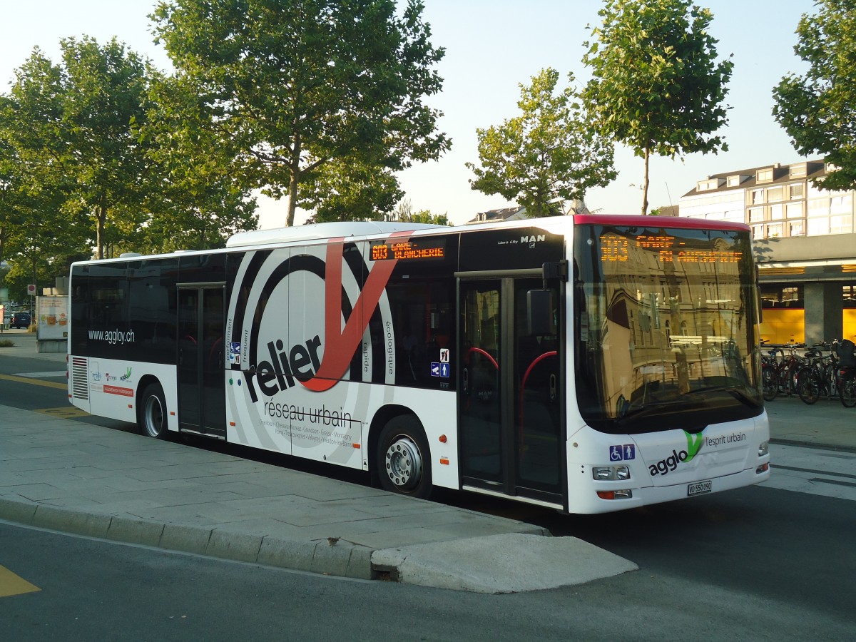 (140'941) - TRAVYS Yverdon - VD 550'090 - MAN am 27. Juli 2012 beim Bahnhof Yverdon